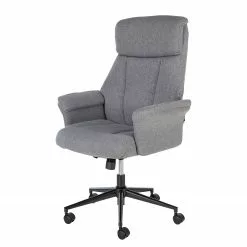 Furnitive Massagebürostuhl Barking - (mit Massagefunktion) - Flachgewebe / Metall - Grau / Schwarz