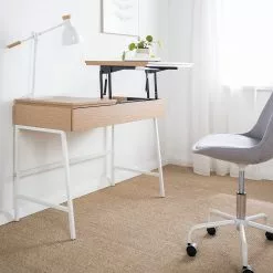 Loftscape Schreibtisch Neutra - (höhenverstellbar) - Eiche Dekor / Matt Weiß -Büromöbel Verkaufsgeschäft 1000272894 220520 021 MOOD DETAILS P000000001000272894 mood
