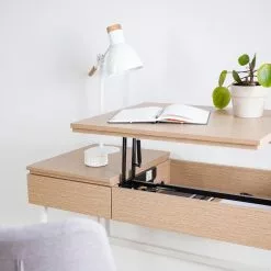 Loftscape Schreibtisch Neutra - (höhenverstellbar) - Eiche Dekor / Matt Weiß -Büromöbel Verkaufsgeschäft 1000272894 220520 030 DETAILS P000000001000272894