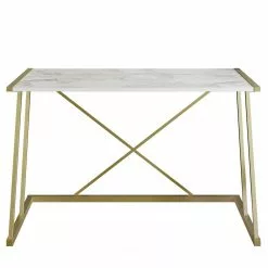 Red Living Schreibtisch Alea - Marmor Weiß Dekor / Gold