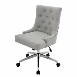 Bürostuhl Caney - Flachgewebe / Metall - Hellgrau / Chrom