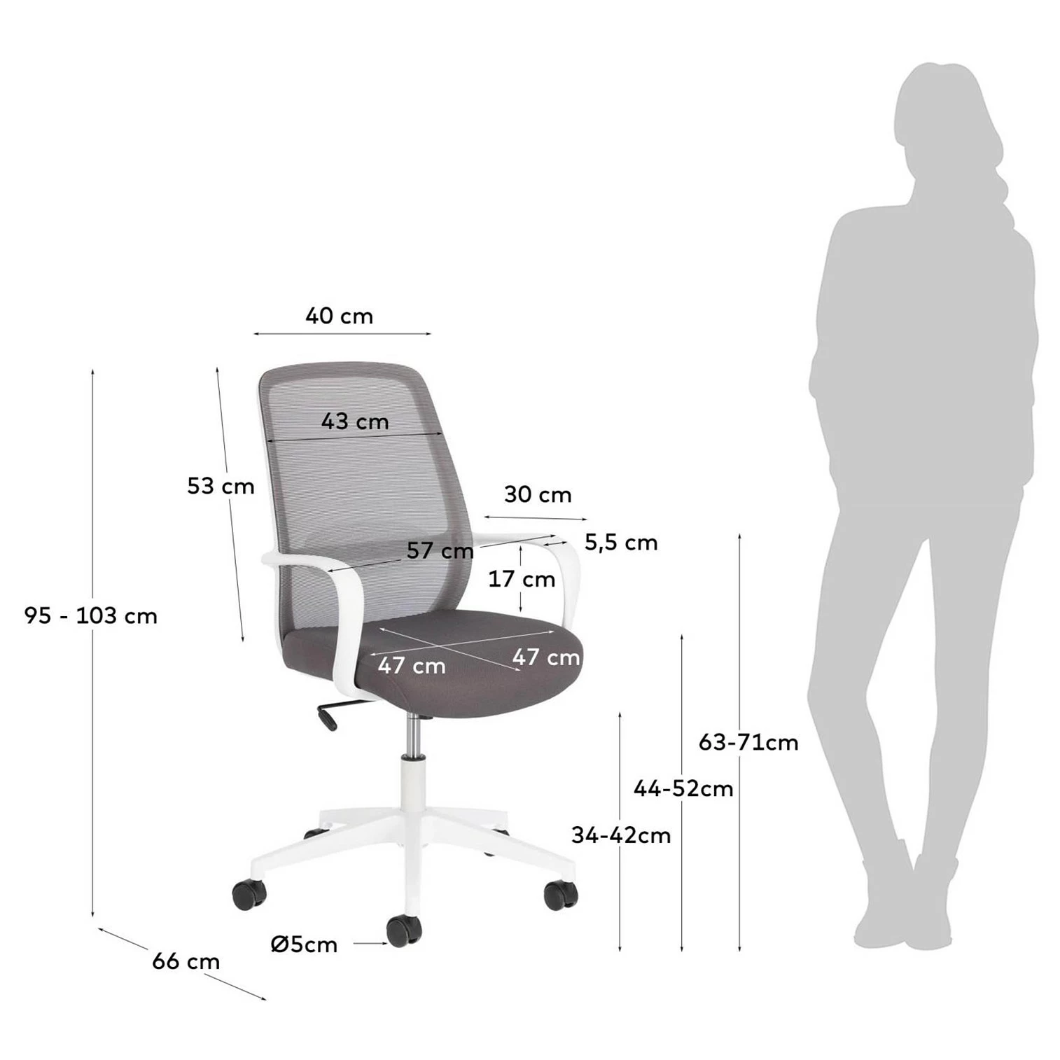 Fredriks Bürostuhl Melby - Grauweiß 12 Fredriks Bürostuhl Melby - Grauweiß – Bild 10