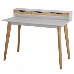 Mørteens Schreibtisch Adeele - Pinie teilmassiv - Weiß / Pinie Honig