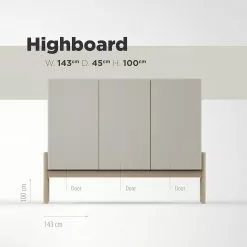 Studio Copenhagen Highboard Cooby - Muschelweiß / Eiche Hell -Büromöbel Verkaufsgeschäft 1000276945 211111 1449020000501 SKETCH DETAILS P000000001000276945 sketch