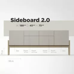 Studio Copenhagen Sideboard Cooby II - Muschelweiß / Eiche Hell -Büromöbel Verkaufsgeschäft 1000276948 211111 1449030000504 SKETCH DETAILS P000000001000276948 sketch