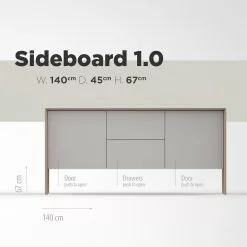 Studio Copenhagen Sideboard Maayka I - Eiche teilmassiv - Mushroom Creme / Eiche Hell -Büromöbel Verkaufsgeschäft 1000277378 211111 1449030000507 SKETCH DETAILS P000000001000277378 sketch