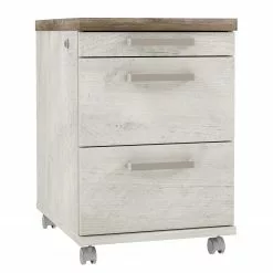 Maison Belfort Rollcontainer Morona - Pinie Weiß Dekor / Eiche Antik Dekor -Büromöbel Verkaufsgeschäft 1000280656 210813 08153600005 DETAILS P000000001000280656