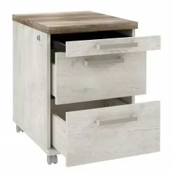 Maison Belfort Rollcontainer Morona - Pinie Weiß Dekor / Eiche Antik Dekor -Büromöbel Verkaufsgeschäft 1000280656 210813 08153600006 DETAILS P000000001000280656