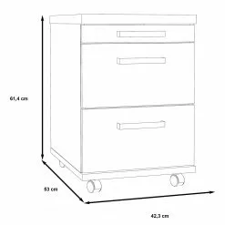 Maison Belfort Rollcontainer Morona - Pinie Weiß Dekor / Eiche Antik Dekor -Büromöbel Verkaufsgeschäft 1000280656 210813 08153600008 SKETCH DETAILS P000000001000280656 sketch