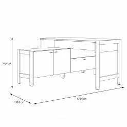 Fredriks Schreibtischkombination Holvik - Eiche Sonoma Dekor / Weiß -Büromöbel Verkaufsgeschäft 1000280666 210813 08154000065 SKETCH DETAILS P000000001000280666 sketch