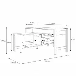 Fredriks Schreibtischkombination Holvik - Eiche Sonoma Dekor / Weiß -Büromöbel Verkaufsgeschäft 1000280666 210813 08154000066 SKETCH DETAILS P000000001000280666 sketch
