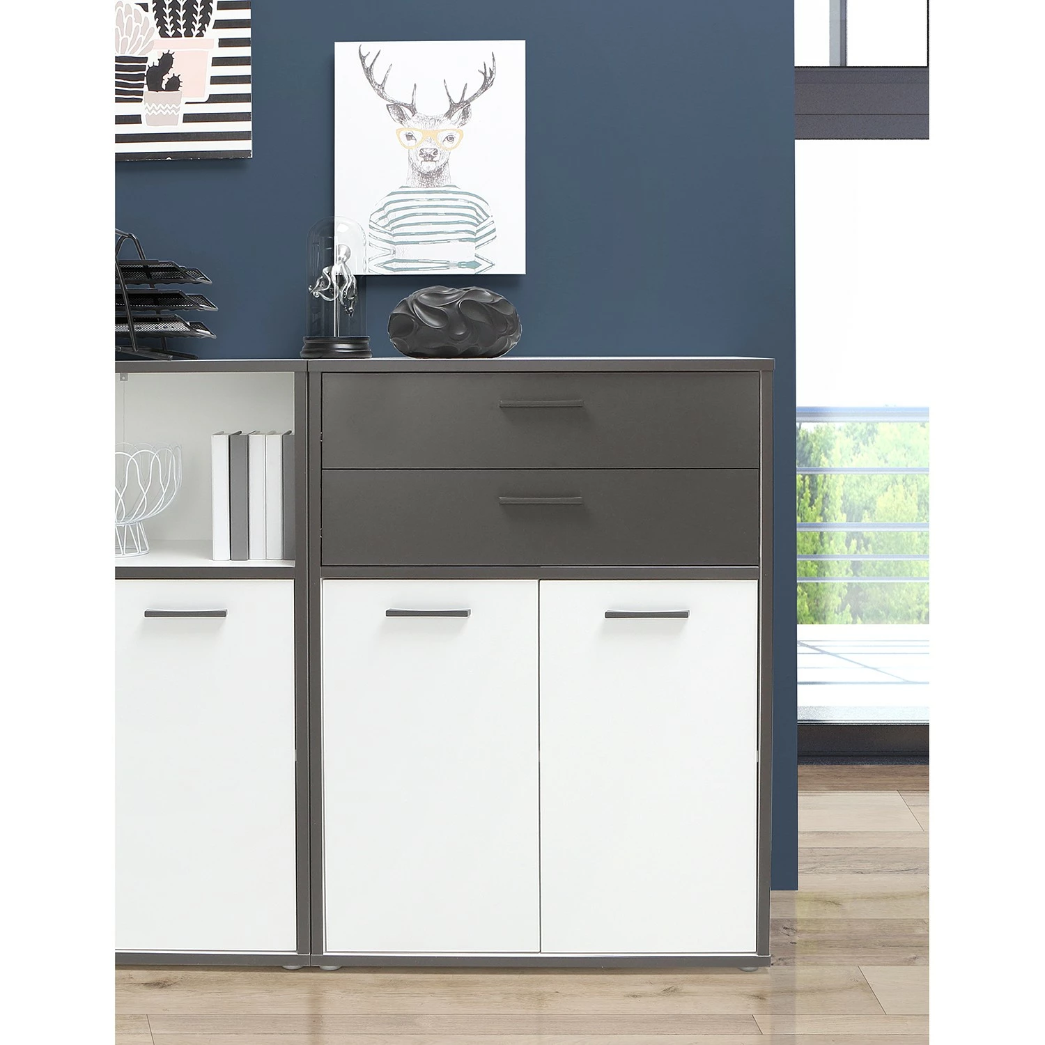 Fredriks Aktenschrank Kendrick V - Weiß / Grau 4 Fredriks Aktenschrank Kendrick V - Weiß / Grau – Bild 2