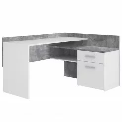Fredriks Eckschreibtisch Niya - Weiß / Betongrau