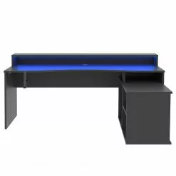 Fredriks Eckschreibtisch Trent - (mit Beleuchtung) Matt Schwarz -Büromöbel Verkaufsgeschäft 1000280718 210813 08160200438 DETAILS P000000001000280718