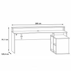 Fredriks Eckschreibtisch Trent - (mit Beleuchtung) Matt Schwarz -Büromöbel Verkaufsgeschäft 1000280718 210813 08160200442 SKETCH DETAILS P000000001000280718 sketch