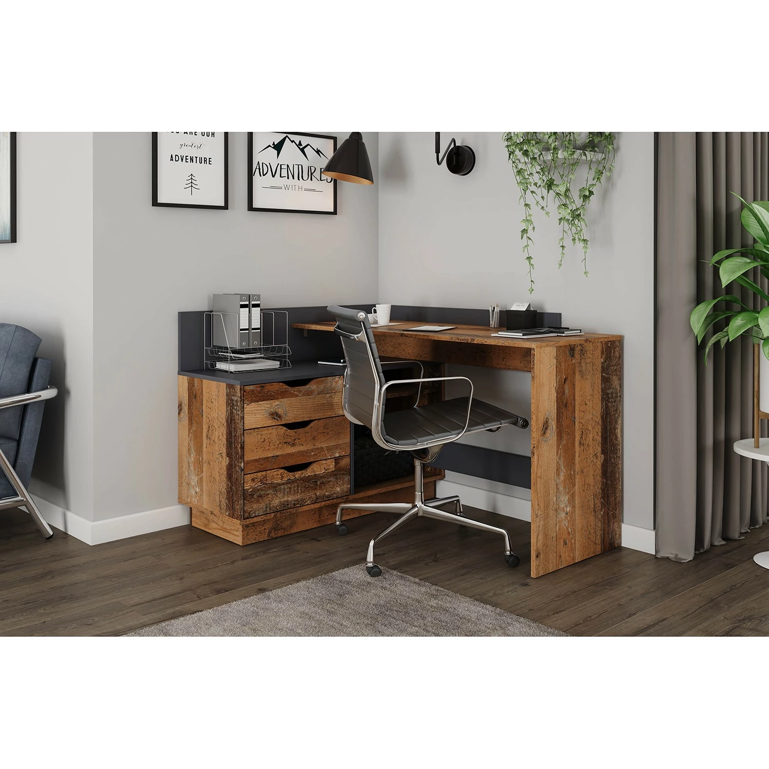 Fredriks Eckschreibtisch Vernie - Altholz Dekor 5 Fredriks Eckschreibtisch Vernie - Altholz Dekor – Bild 3