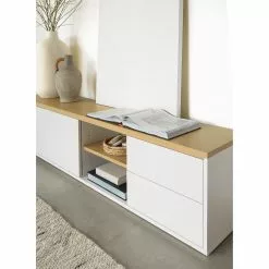 Loftscape TV-Lowboard Agueda - Echtholzfurnier - Weiß / Eiche -Büromöbel Verkaufsgeschäft 1000282700 210729 06154700079 MOOD DETAILS P000000001000282700 mood