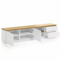 Loftscape TV-Lowboard Agueda - Echtholzfurnier - Weiß / Eiche -Büromöbel Verkaufsgeschäft 1000282700 210729 06154700080 DETAILS P000000001000282700