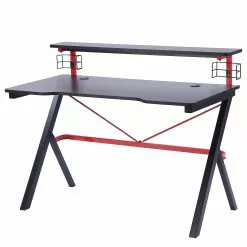 Fredriks Gaming Tisch Emil - Carbon Dekor / Schwarz / Rot