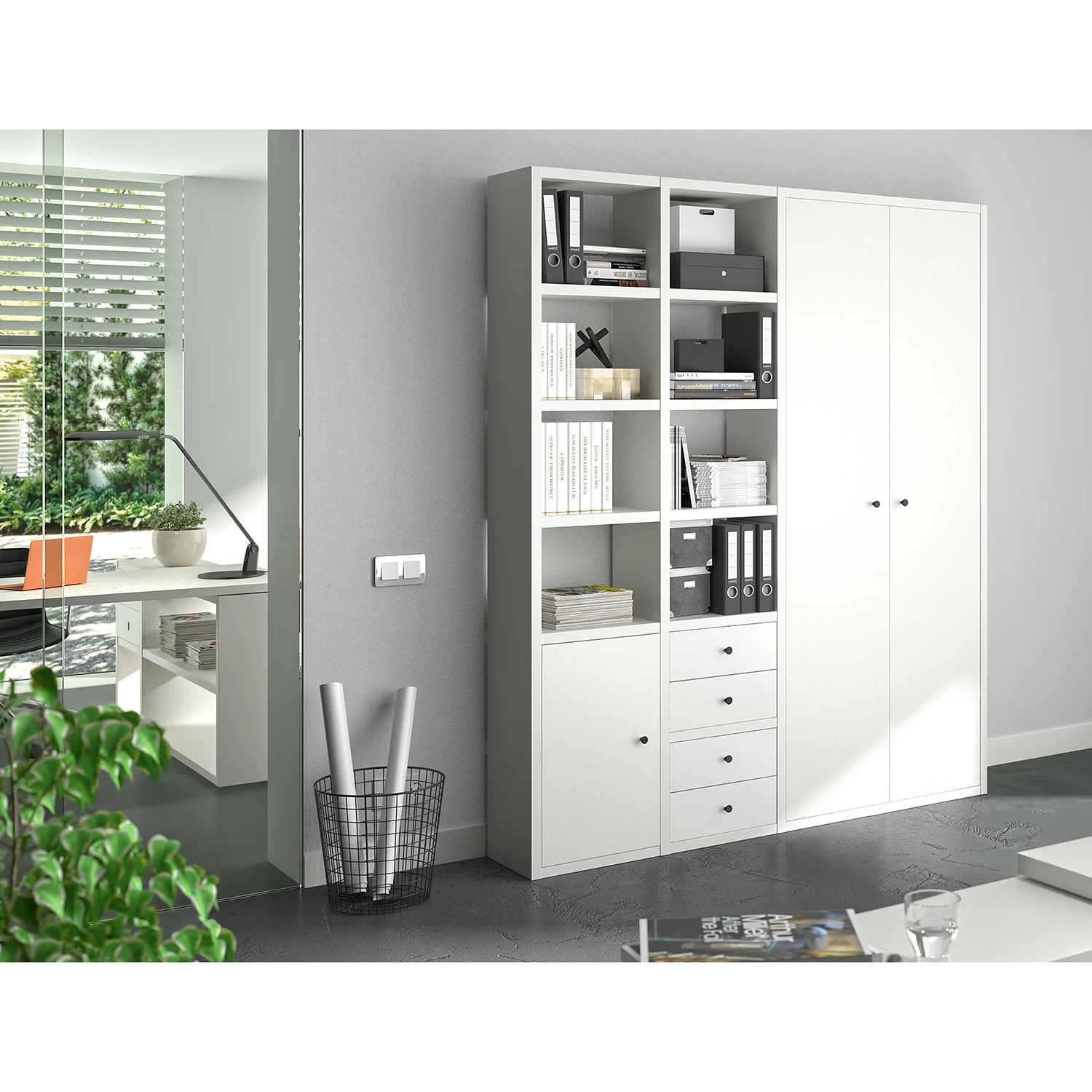 Fredriks Aktenschrank-Kombination Emporio VII - Lack Weiß 4 Fredriks Aktenschrank-Kombination Emporio VII - Lack Weiß – Bild 2