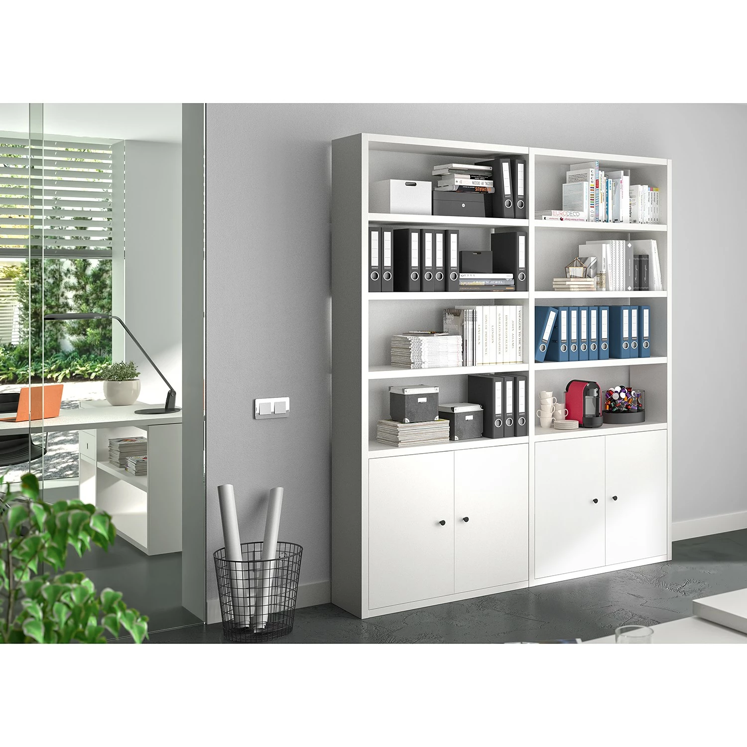 Fredriks Aktenregal-Kombination Emporio II - Lack Weiß 4 Fredriks Aktenregal-Kombination Emporio II - Lack Weiß – Bild 2