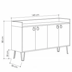 Loftscape Sideboard Dalma - Weiß / Creme -Büromöbel Verkaufsgeschäft 1000284340 210809 06083200075 SKETCH DETAILS P000000001000284340 sketch
