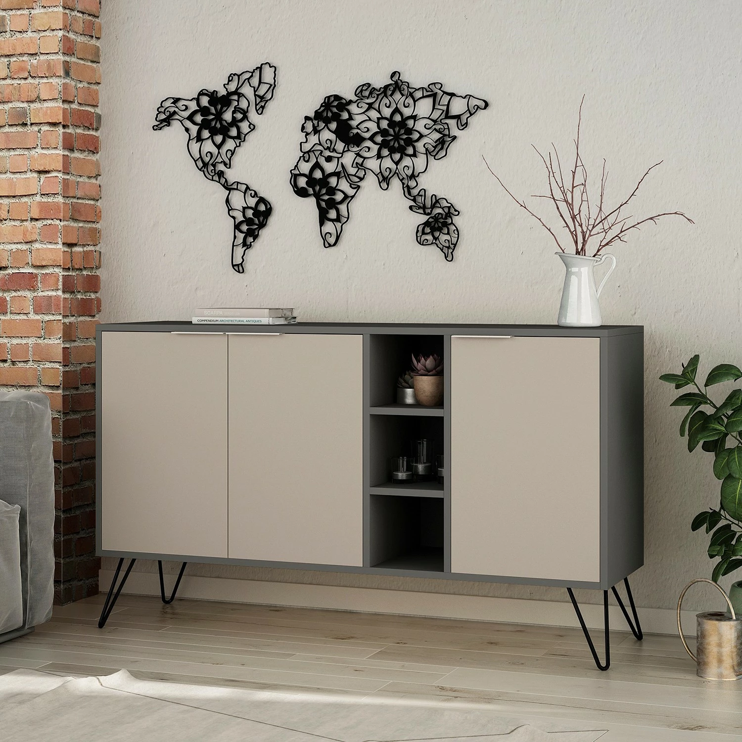 Loftscape Sideboard Caceres - Metall - Mocha / Grau 4 Loftscape Sideboard Caceres - Metall - Mocha / Grau – Bild 2