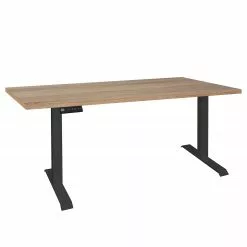 Furnitive Schreibtisch Unieux VI - (Höhenverstellbar) - Eiche Sägerau Dekor - Breite: 120 cm - Schwarz