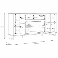 Loftscape Sideboard Mazzo - Schwarz / Eiche Artisan Dekor 27 Loftscape Sideboard Mazzo - Schwarz / Eiche Artisan Dekor -Büromöbel Verkaufsgeschäft 1000285799 210819 12212500050 SKETCH DETAILS P000000001000285799 sketch