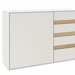 GWINNER Sideboard Calea I - Echtholzfurnier - Matt Weiß / Eiche - Ausrichtung links -Büromöbel Verkaufsgeschäft 1000285811 211117 16012200057 DETAILS P000000001000285811