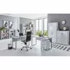 Furnitive Büro-Set Avin IX (8-teilig) - Lichtgrau / Hochglanz Weiß -Büromöbel Verkaufsgeschäft 1000287086 210830 10365200014 MOOD IMAGE P000000001000287086 mood