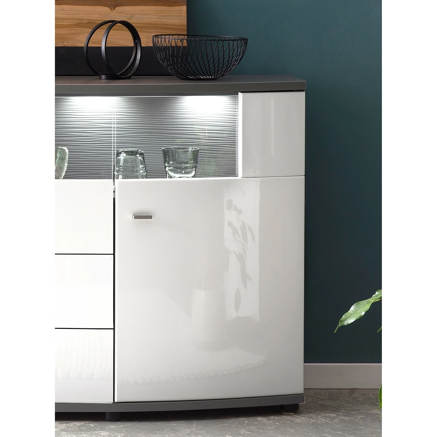 Loftscape Sideboard Intento II - Hochglanz Weiß / Anthrazit 9 Loftscape Sideboard Intento II - Hochglanz Weiß / Anthrazit – Bild 7