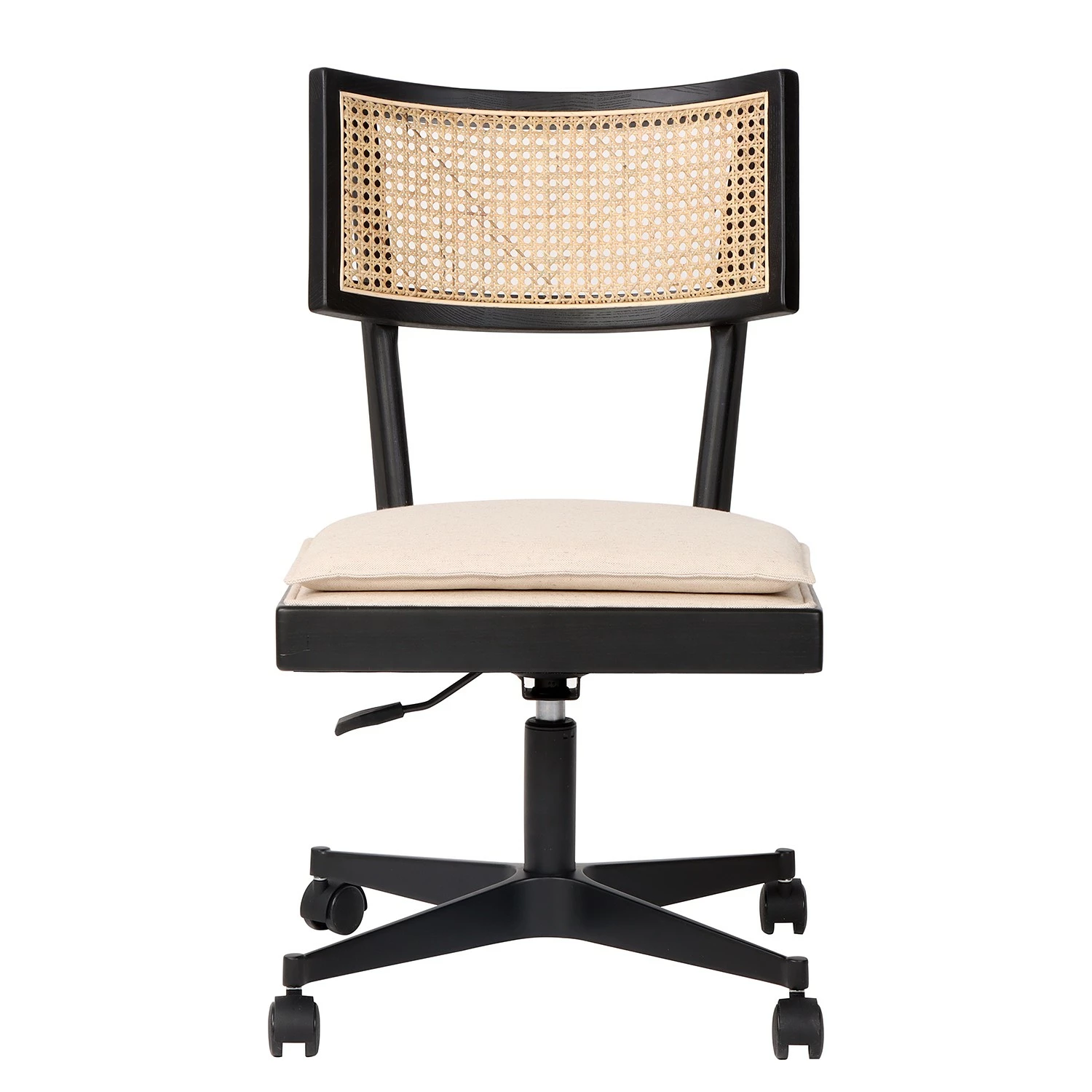 Mørteens Bürostuhl Davik - Webstoff / Esche massiv / Rattan - Creme / Esche Schwarz / Schwarz 4 Mørteens Bürostuhl Davik - Webstoff / Esche massiv / Rattan - Creme / Esche Schwarz / Schwarz – Bild 2