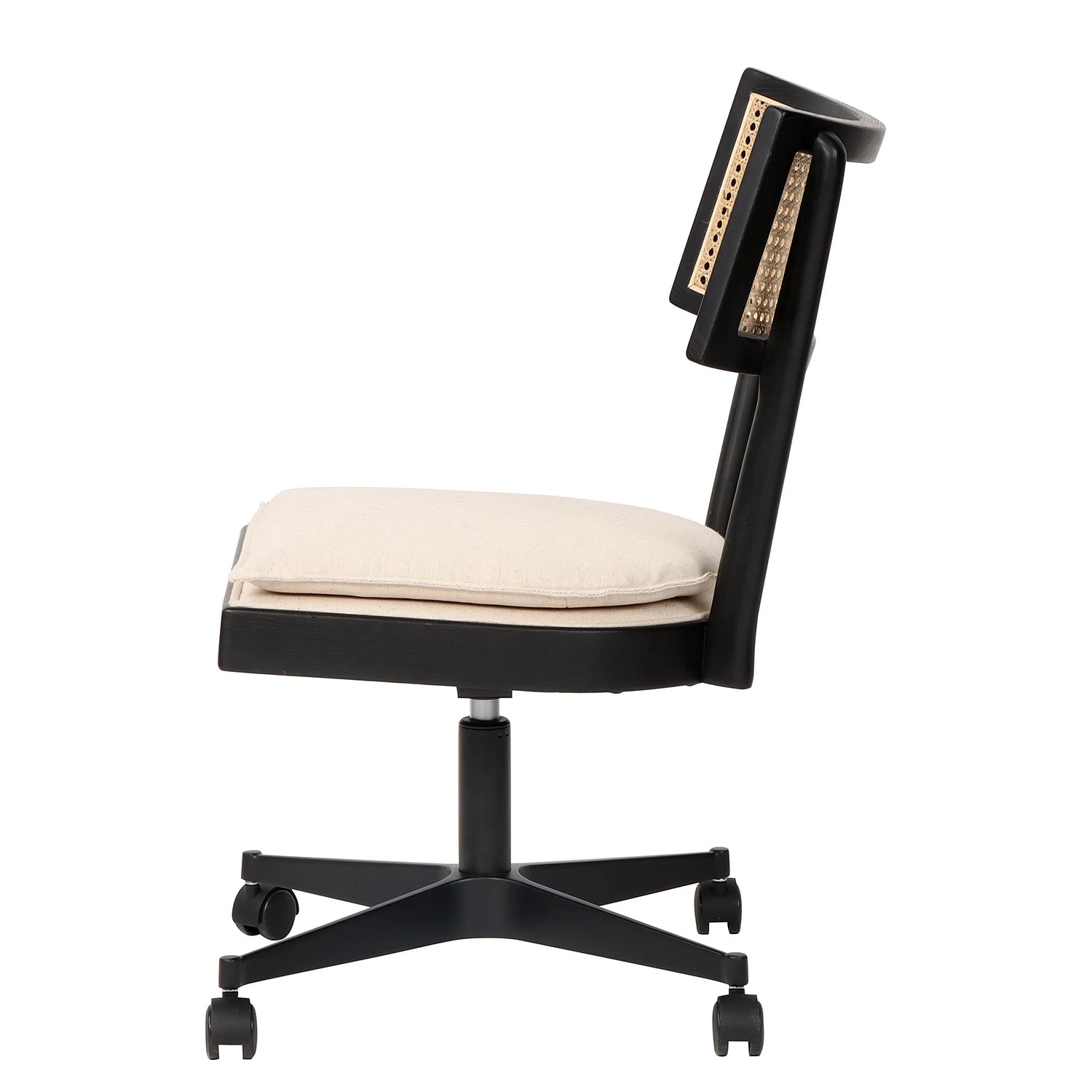 Mørteens Bürostuhl Davik - Webstoff / Esche massiv / Rattan - Creme / Esche Schwarz / Schwarz 5 Mørteens Bürostuhl Davik - Webstoff / Esche massiv / Rattan - Creme / Esche Schwarz / Schwarz – Bild 3