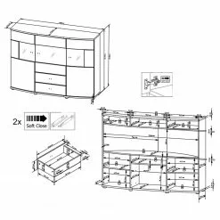 Loftscape Sideboard Intento I - Hochglanz Weiß / Anthrazit -Büromöbel Verkaufsgeschäft 1000288186 210827 12095600056 SKETCH DETAILS P000000001000288186 sketch