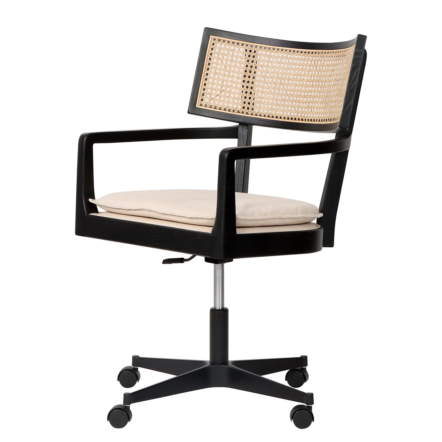 Mørteens Bürostuhl Devon - Webstoff / Esche massiv / Rattan - Creme / Esche Schwarz / Schwarz 3 Mørteens Bürostuhl Devon - Webstoff / Esche massiv / Rattan - Creme / Esche Schwarz / Schwarz