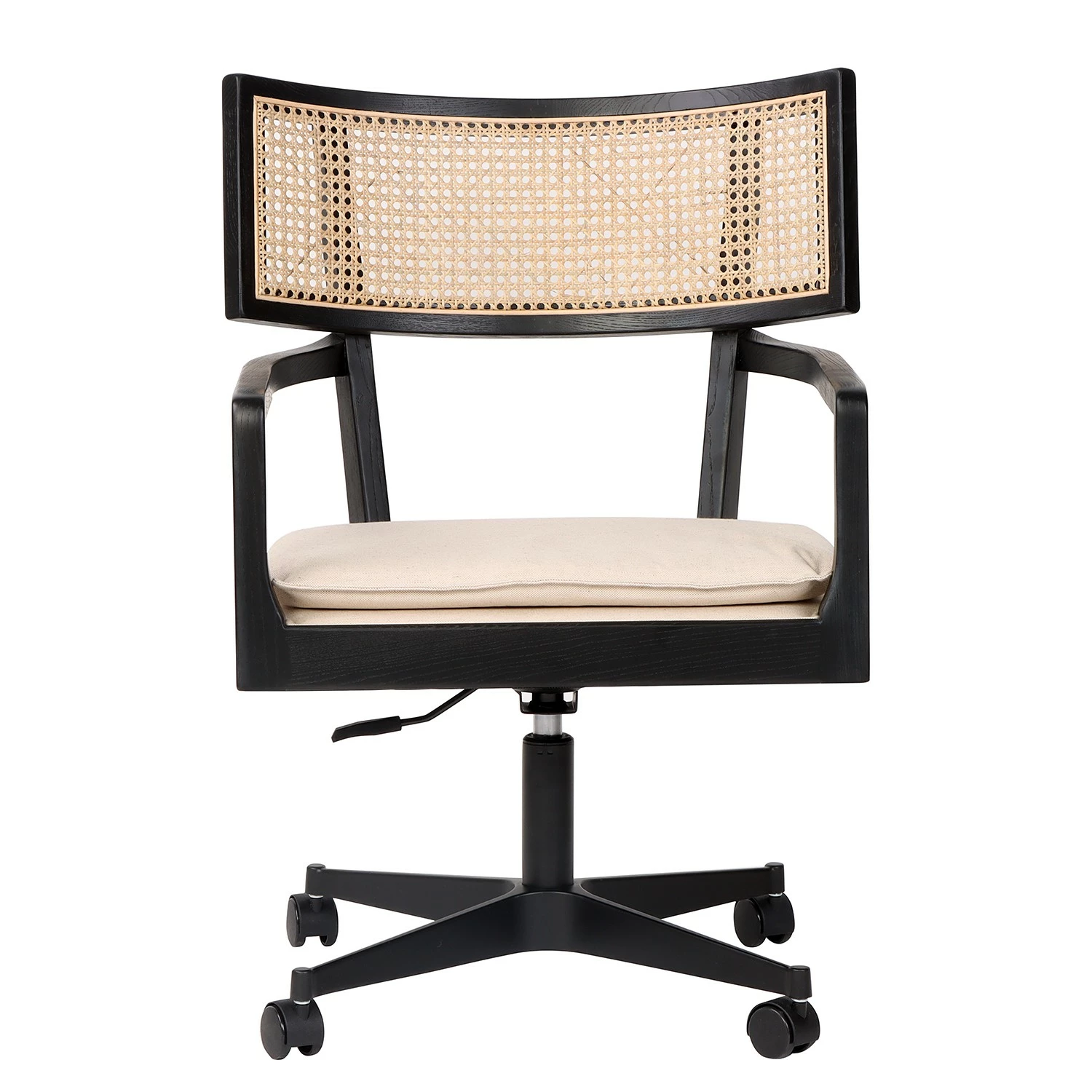 Mørteens Bürostuhl Devon - Webstoff / Esche massiv / Rattan - Creme / Esche Schwarz / Schwarz 4 Mørteens Bürostuhl Devon - Webstoff / Esche massiv / Rattan - Creme / Esche Schwarz / Schwarz – Bild 2