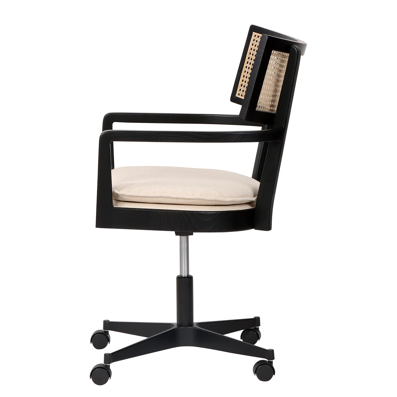 Mørteens Bürostuhl Devon - Webstoff / Esche massiv / Rattan - Creme / Esche Schwarz / Schwarz 5 Mørteens Bürostuhl Devon - Webstoff / Esche massiv / Rattan - Creme / Esche Schwarz / Schwarz – Bild 3
