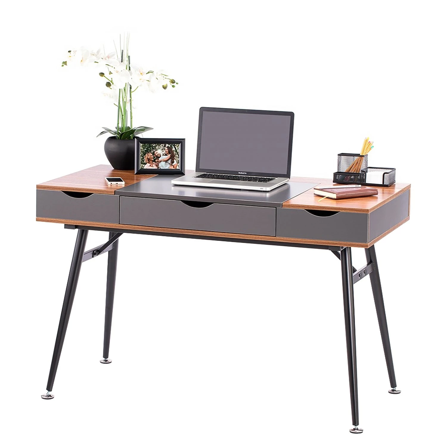 FLHF Schreibtisch Aryn - Anthrazit / Walnuss 11 FLHF Schreibtisch Aryn - Anthrazit / Walnuss – Bild 9