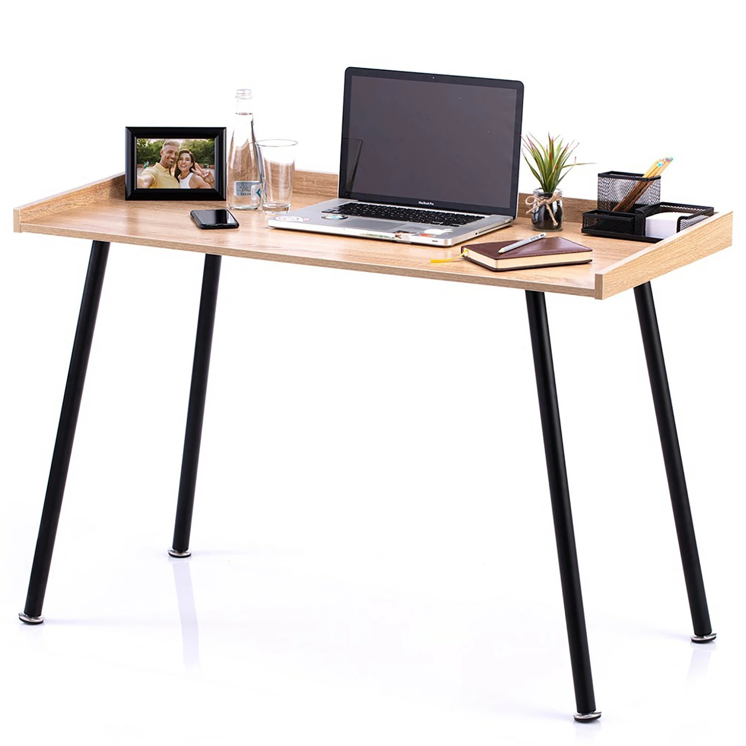 FLHF Schreibtisch Issa - Eiche Dekor / Schwarz 4 FLHF Schreibtisch Issa - Eiche Dekor / Schwarz – Bild 2