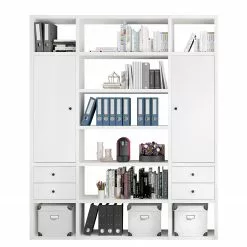 Fredriks Aktenregal-Kombination Emporio VI - Hochglanz Weiß