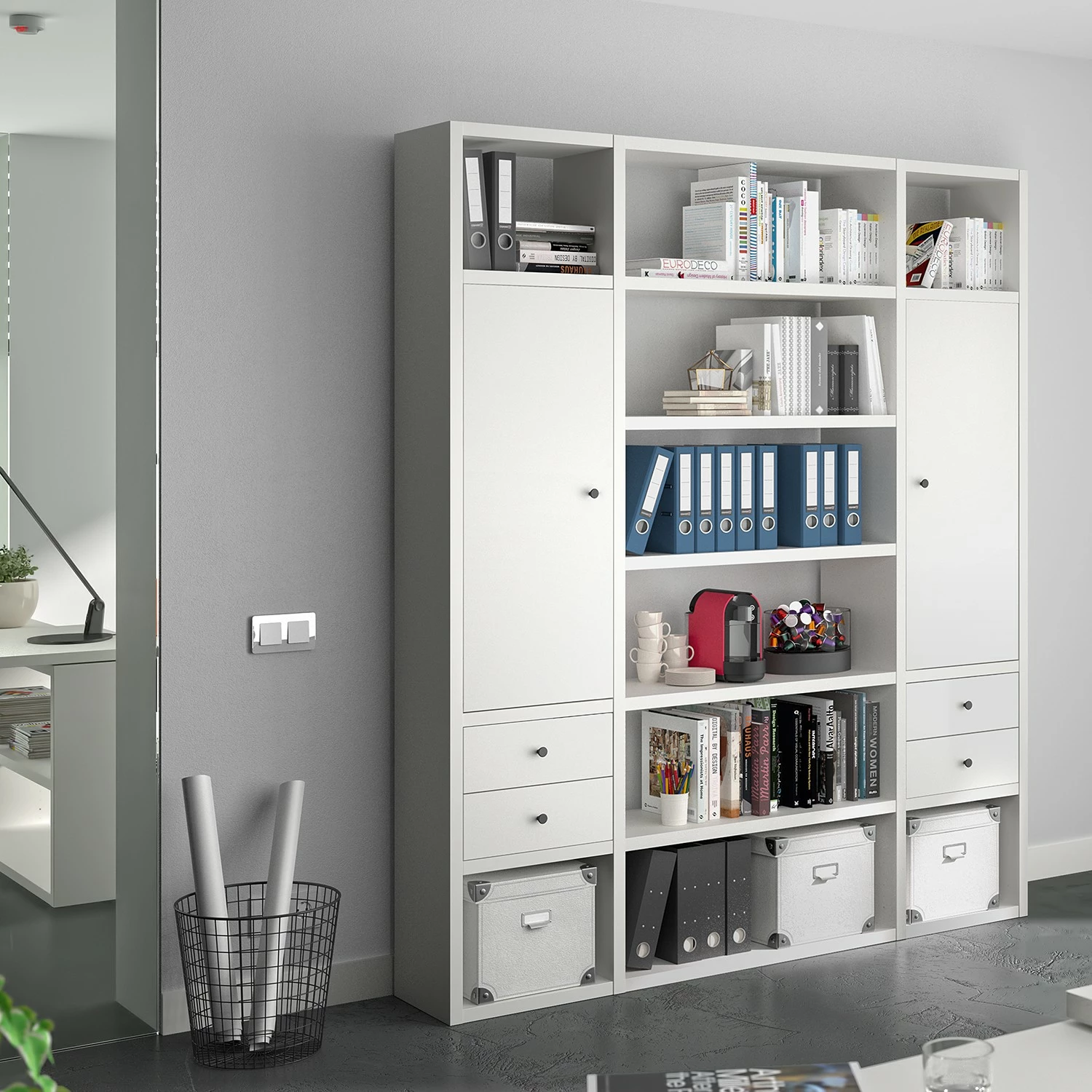 Fredriks Aktenregal-Kombination Emporio VI - Hochglanz Weiß 4 Fredriks Aktenregal-Kombination Emporio VI - Hochglanz Weiß – Bild 2