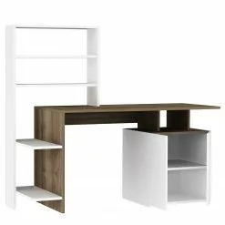 Fredriks Schreibtisch-Kombination Milli - Walnuss Dekor / Weiß -Büromöbel Verkaufsgeschäft 1000289488 210908 14360600015 DETAILS P000000001000289488