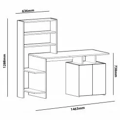 Fredriks Schreibtisch-Kombination Milli - Walnuss Dekor / Weiß -Büromöbel Verkaufsgeschäft 1000289488 210908 14360600018 SKETCH DETAILS P000000001000289488 sketch