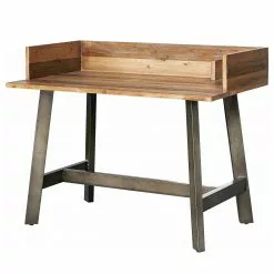 Ars manufacti Schreibtisch Tamati III - Pinie massiv / Edelstahl - Pinie / Schwarz