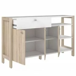 Fredriks Büroset Holvik (3-teilig) - Eiche Sonoma Dekor / Weiß -Büromöbel Verkaufsgeschäft 1000292005 211006 14100600140 DETAILS P000000001000292005