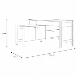 Fredriks Büroset Holvik (3-teilig) - Eiche Sonoma Dekor / Weiß -Büromöbel Verkaufsgeschäft 1000292005 211006 14100700614 SKETCH DETAILS P000000001000292005 sketch