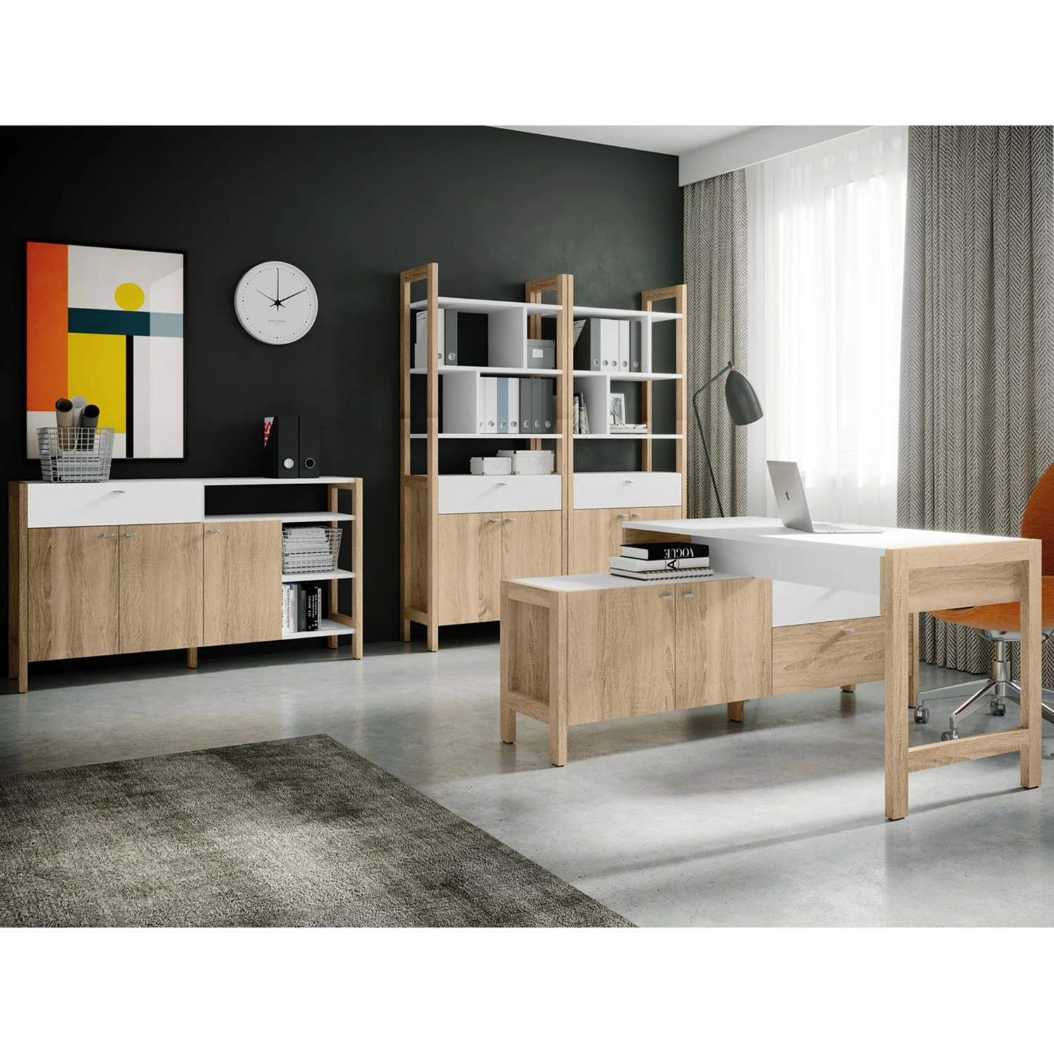 Fredriks Büroset Holvik (4-teilig) - Eiche Sonoma Dekor / Weiß 3 Fredriks Büroset Holvik (4-teilig) - Eiche Sonoma Dekor / Weiß