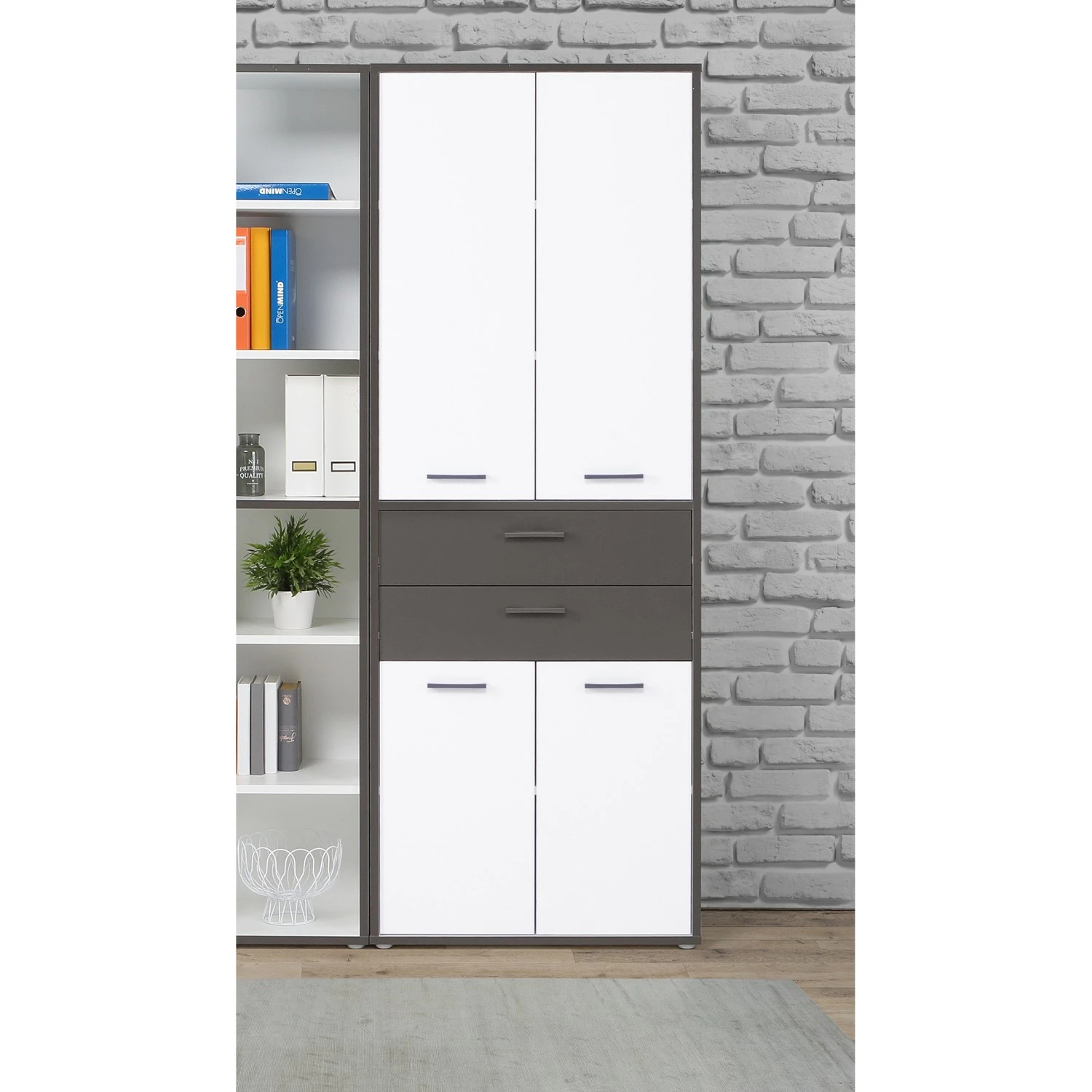 Fredriks Büroset Kendrick II (7-teilig) - Weiß / Grau 4 Fredriks Büroset Kendrick II (7-teilig) - Weiß / Grau – Bild 2