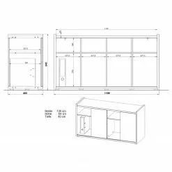 Germania Sideboard GW-Indianapolis - Eiche Navarra Dekor / Weiß -Büromöbel Verkaufsgeschäft 1000296405 211103 1622530000501 SKETCH DETAILS P000000001000296405 sketch